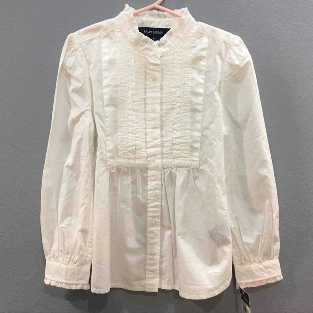 Ralph Lauren Girls’ Long Sleeve Ruffle Top